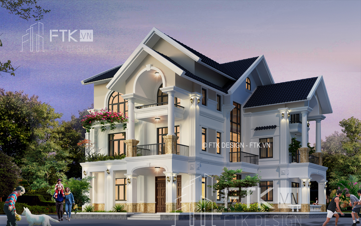 Biệt thự ba tầng mái thái phong cách Tân cổ điển