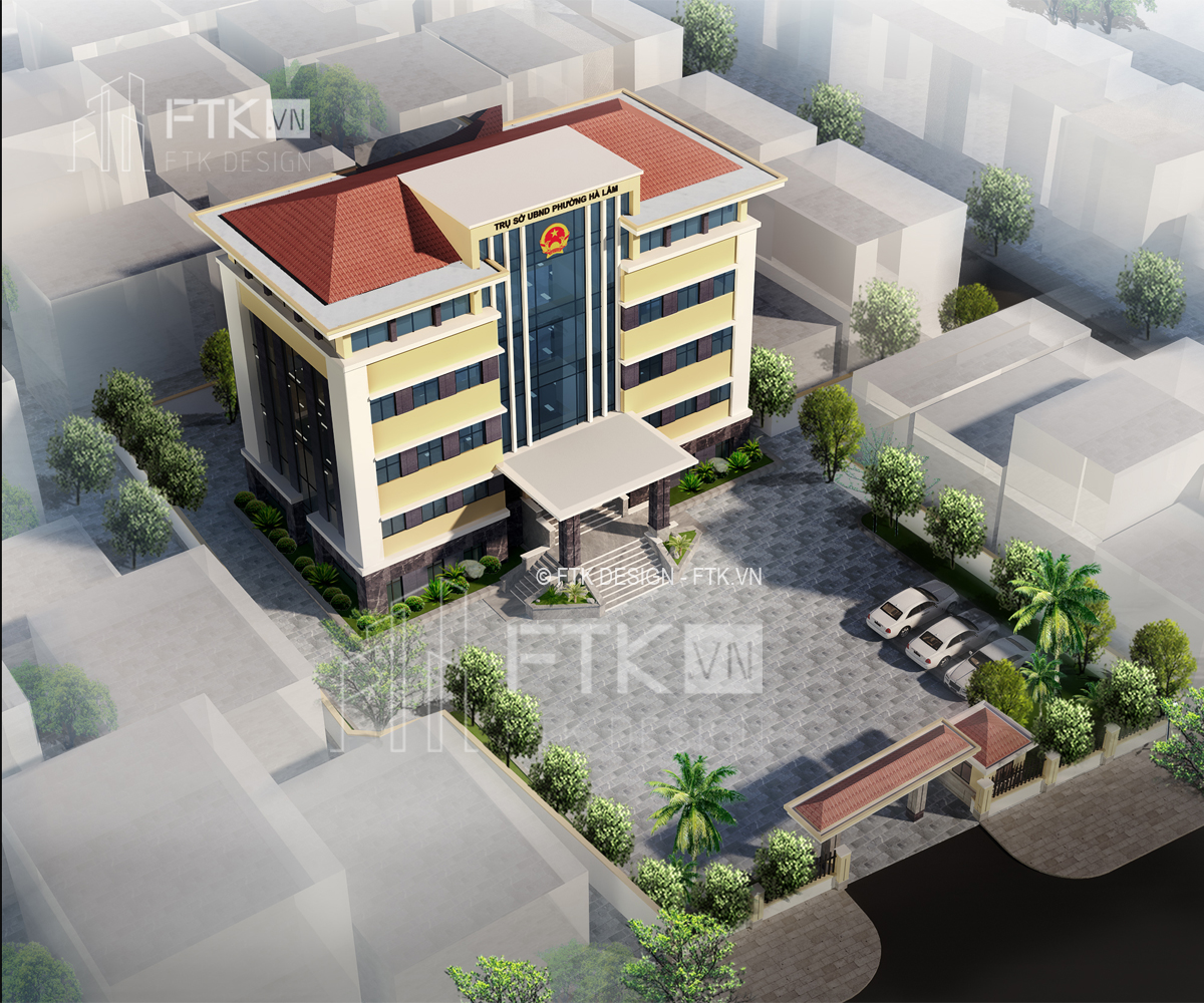 Phối cảnh tổng thể thiết kế UBND phường Hà Lâm